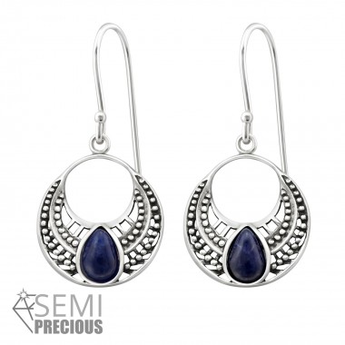 Ethnic - 925 Sterling Silver Earrings with Gemstones SD32049