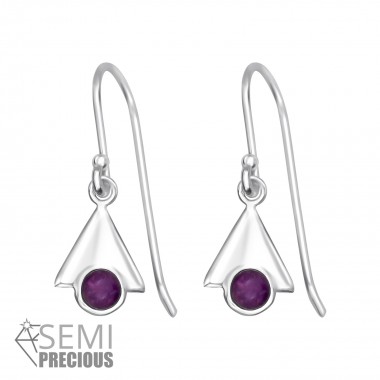 Triangle - 925 Sterling Silver Earrings with Gemstones SD32052