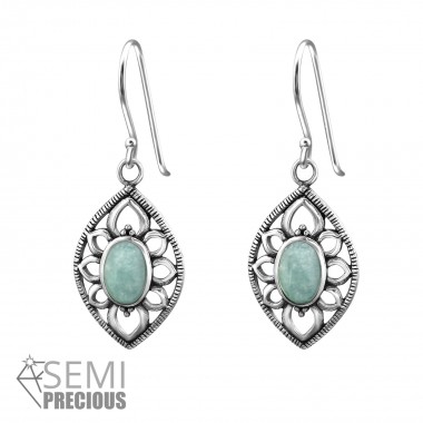 Marquise - 925 Sterling Silver Earrings with Gemstones SD32412