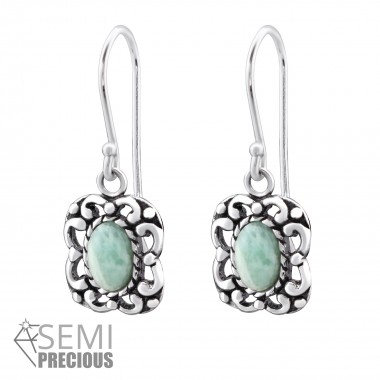 Square - 925 Sterling Silver Earrings with Gemstones SD32413