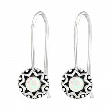 Oxidized - 925 Sterling Silver Earrings with Gemstones SD37967