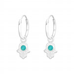 Hamsa - 925 Sterling Silver Earrings with Gemstones SD41528 Hamsa - 925 Sterling Silver Earrings with Gemstones SD41528