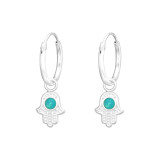 Hamsa - 925 Sterling Silver Earrings with Gemstones SD41528