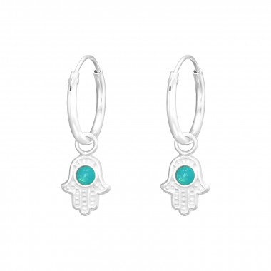 Hamsa - 925 Sterling Silver Earrings with Gemstones SD41528