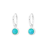 Hanging Synthetic Opal - 925 Sterling Silver Earrings with Gemstones SD43114
