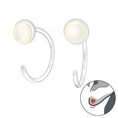 Geometric - 925 Sterling Silver Earrings with Gemstones SD44675