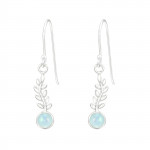 Leaf - 925 Sterling Silver Earrings with Gemstones SD45976 Leaf - 925 Sterling Silver Earrings with Gemstones SD45976