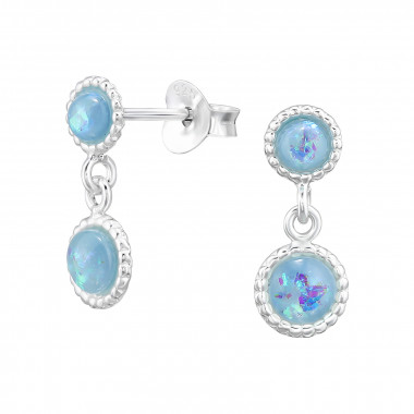 Round - 925 Sterling Silver Earrings with Gemstones SD46893