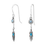 Feather - 925 Sterling Silver Earrings with Gemstones SD47068