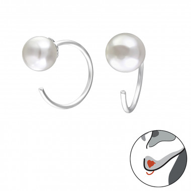 6mm - 925 Sterling Silver Earrings with Pearls SD32012