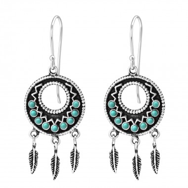 Ethnic - 925 Sterling Silver Earrings with Pearls SD35310