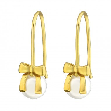 Bow - 925 Sterling Silver Earrings with Pearls SD37501