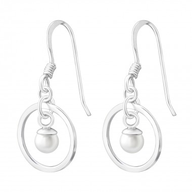 Circle - 925 Sterling Silver Earrings with Pearls SD37801