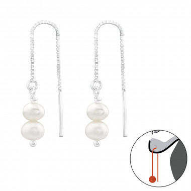 Freshwater Pearl - 925 Sterling Silver Earrings with Pearls SD43399
