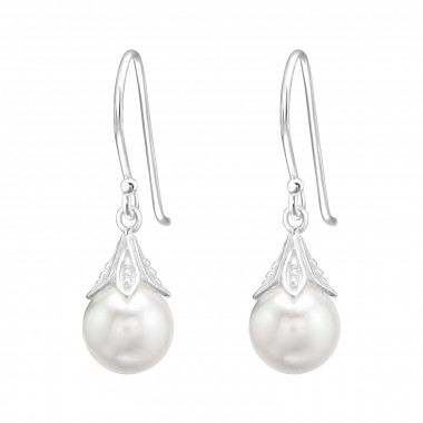 Round 8mm - 925 Sterling Silver Earrings with Pearls SD44323