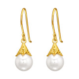 Round 8mm - 925 Sterling Silver Earrings with Pearls SD44324