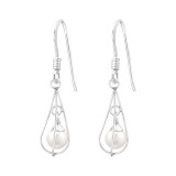 Round 6mm - 925 Sterling Silver Earrings with Pearls SD48237