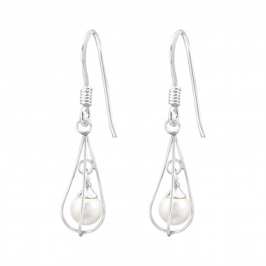 Round 6mm - 925 Sterling Silver Earrings with Pearls SD48237