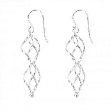 Twisted - 925 Sterling Silver Simple Earrings SD14006