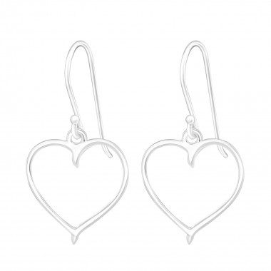Heart - 925 Sterling Silver Simple Earrings SD14376