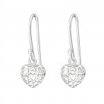 Filigree Heart - 925 Sterling Silver Simple Earrings SD1779 Filigree Heart - 925 Sterling Silver Simple Earrings SD1779
