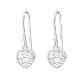 Filigree Heart - 925 Sterling Silver Simple Earrings SD1779