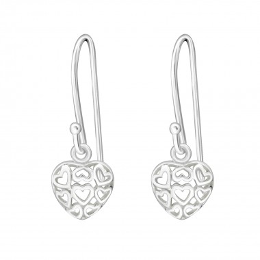 Filigree Heart - 925 Sterling Silver Simple Earrings SD1779