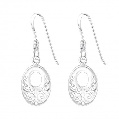 Filigree Oval - 925 Sterling Silver Simple Earrings SD20124