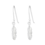 Feather - 925 Sterling Silver Simple Earrings SD21802