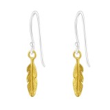Feather - 925 Sterling Silver Simple Earrings SD25111