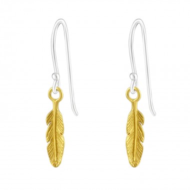 Feather - 925 Sterling Silver Simple Earrings SD25111