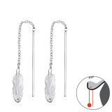 Feather - 925 Sterling Silver Simple Earrings SD25990