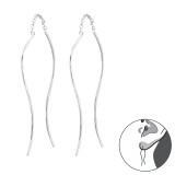 Wire - 925 Sterling Silver Simple Earrings SD27704