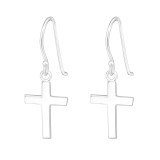 Cross - 925 Sterling Silver Simple Earrings SD2881