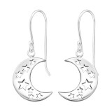 Moon - 925 Sterling Silver Simple Earrings SD33766