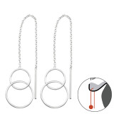 Thread Through Double Circle - 925 Sterling Silver Simple Earrings SD34867