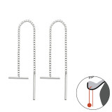 Thread Through Bar - 925 Sterling Silver Simple Earrings SD34868