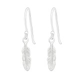 Feather - 925 Sterling Silver Simple Earrings SD35313