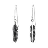 Feather - 925 Sterling Silver Simple Earrings SD35419