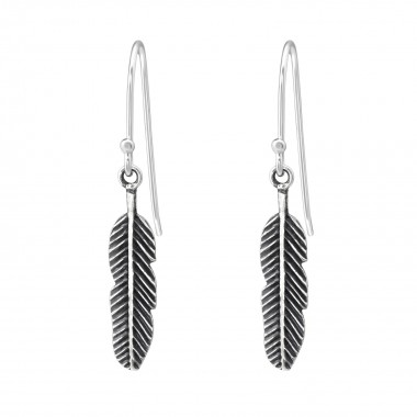 Feather - 925 Sterling Silver Simple Earrings SD35419