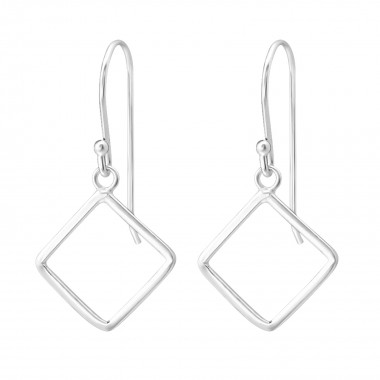 Square - 925 Sterling Silver Simple Earrings SD36583