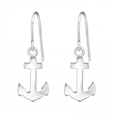 Anchor - 925 Sterling Silver Simple Earrings SD38608