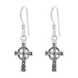 Cross - 925 Sterling Silver Simple Earrings SD39120