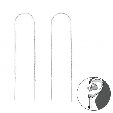 Thread Through - 925 Sterling Silver Simple Earrings SD39918