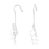 Triple Star - 925 Sterling Silver Simple Earrings SD39965