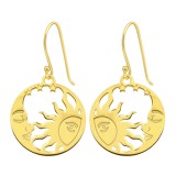 Moon And Sun - 925 Sterling Silver Simple Earrings SD40579