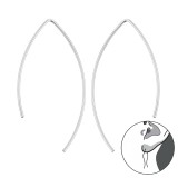 Wire - 925 Sterling Silver Simple Earrings SD40918