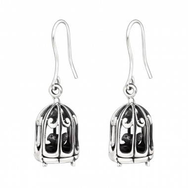 Bird Cage - 925 Sterling Silver Simple Earrings SD41612