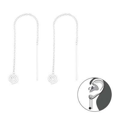 Thread Through Spiral - 925 Sterling Silver Simple Earrings SD42224