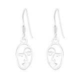 Abstract Face - 925 Sterling Silver Simple Earrings SD43083